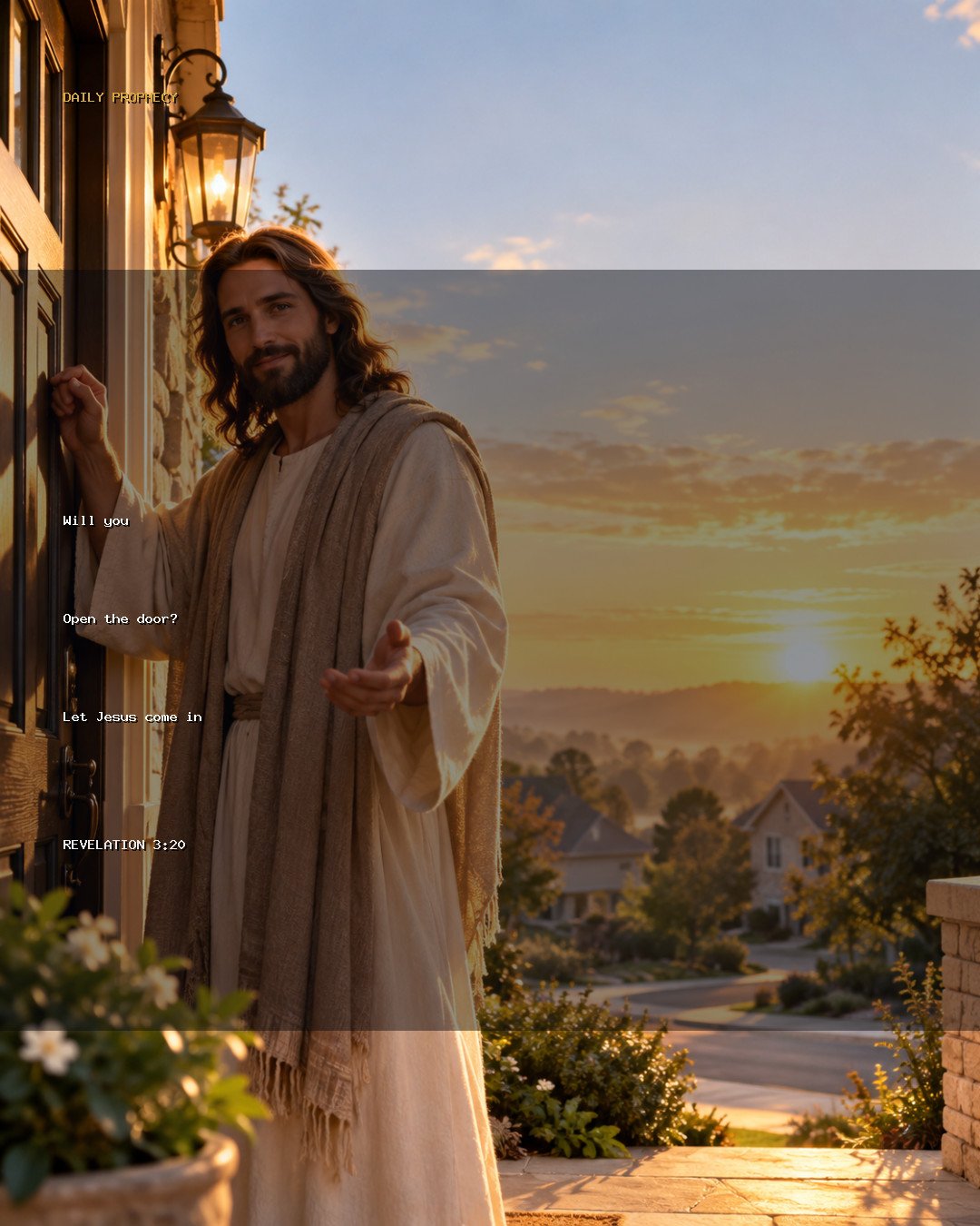Will you
Open the door?
Let Jesus come in